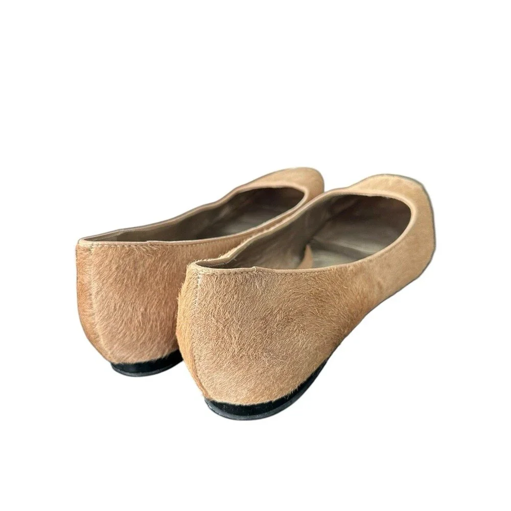 Diane von Furstenberg DVF Camel Calf Hair Ballet Flats Tan Sz 7.5 M Brazil